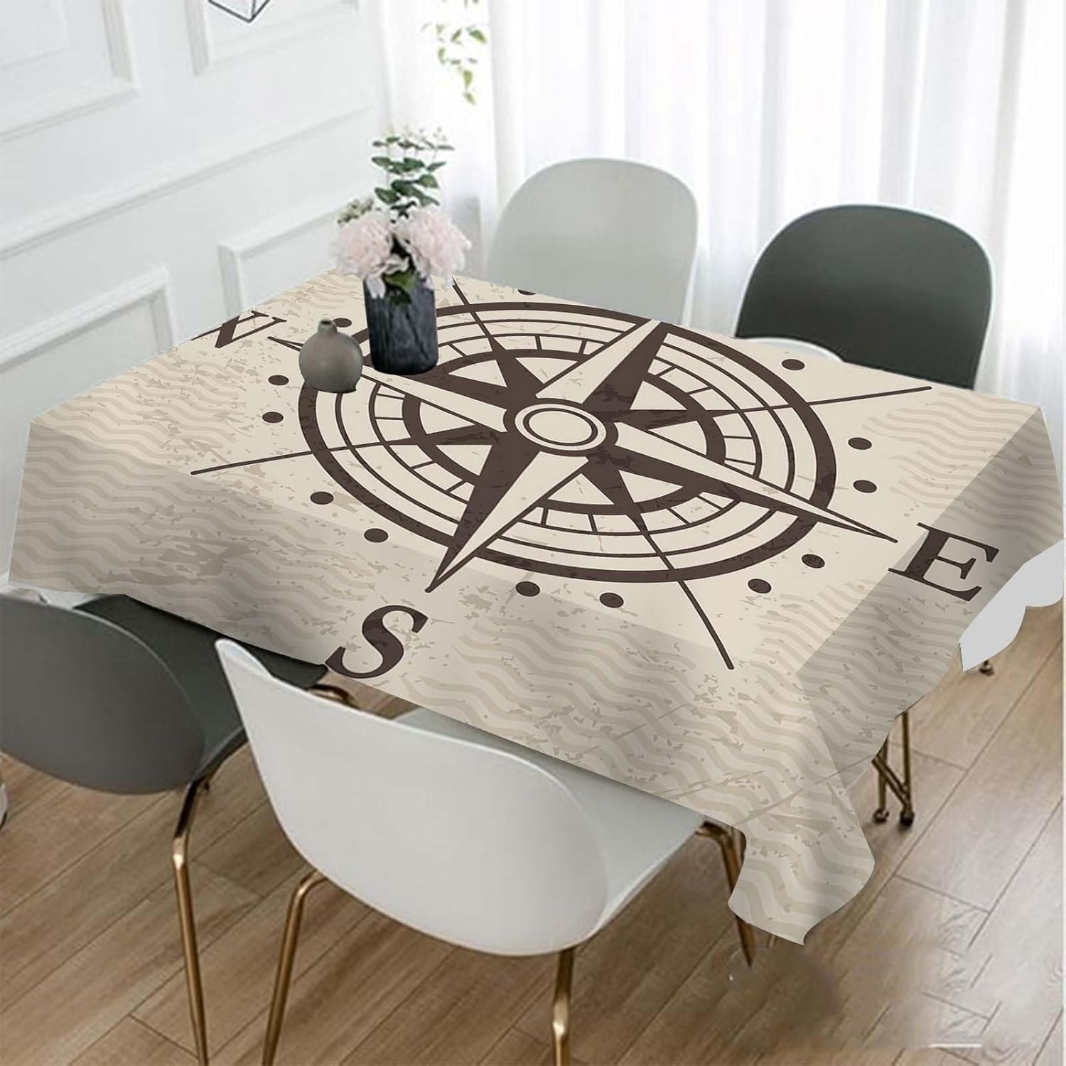 Home Textiles Direct - Винтажная скатерть с компасом и картой