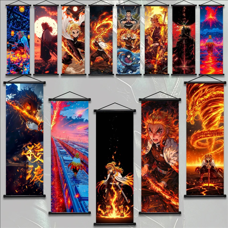 Home Textiles - Аниме-постер Demon Slayer: Кёджуро Ренгоку, HD-печать,