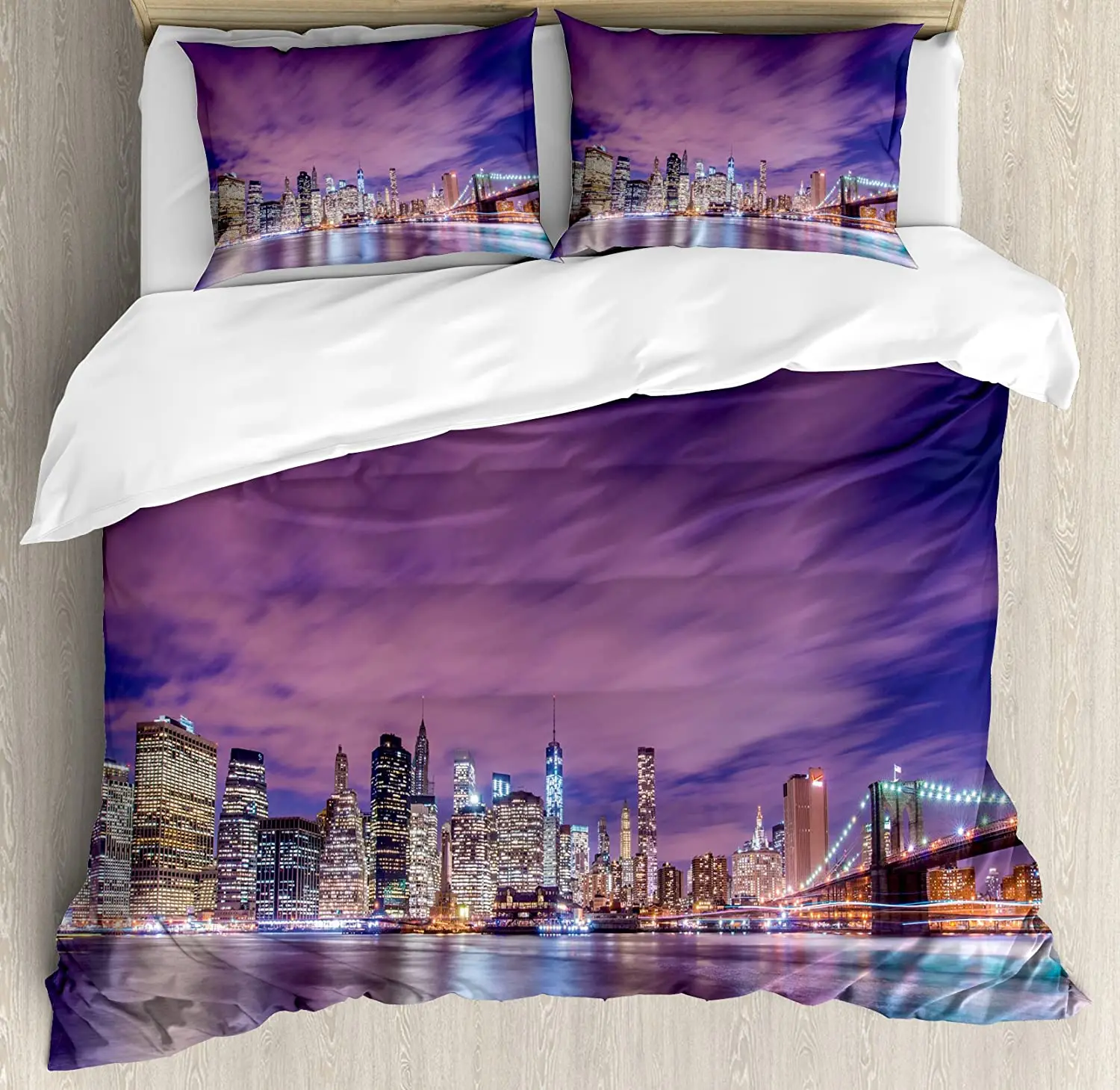 Home Textiles New York - Нью-Йоркский английский текст Пейзаж пододеяльник с
